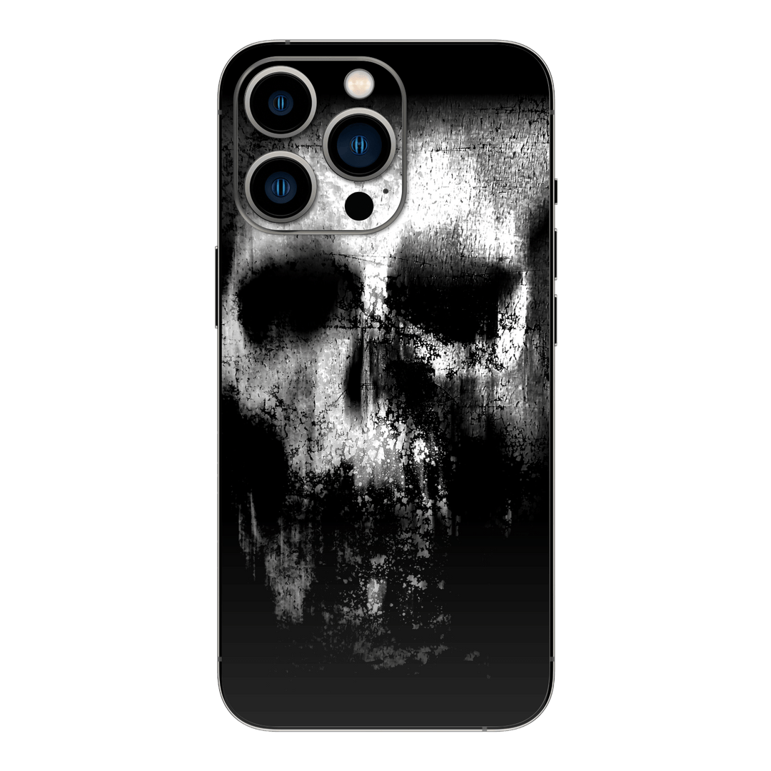 iPhone 15 PRO Print Printed Custom SIGNATURE Horror Black & White SKULL Skin, Wrap, Decal, Protector, Cover by EasySkinz | EasySkinz.com