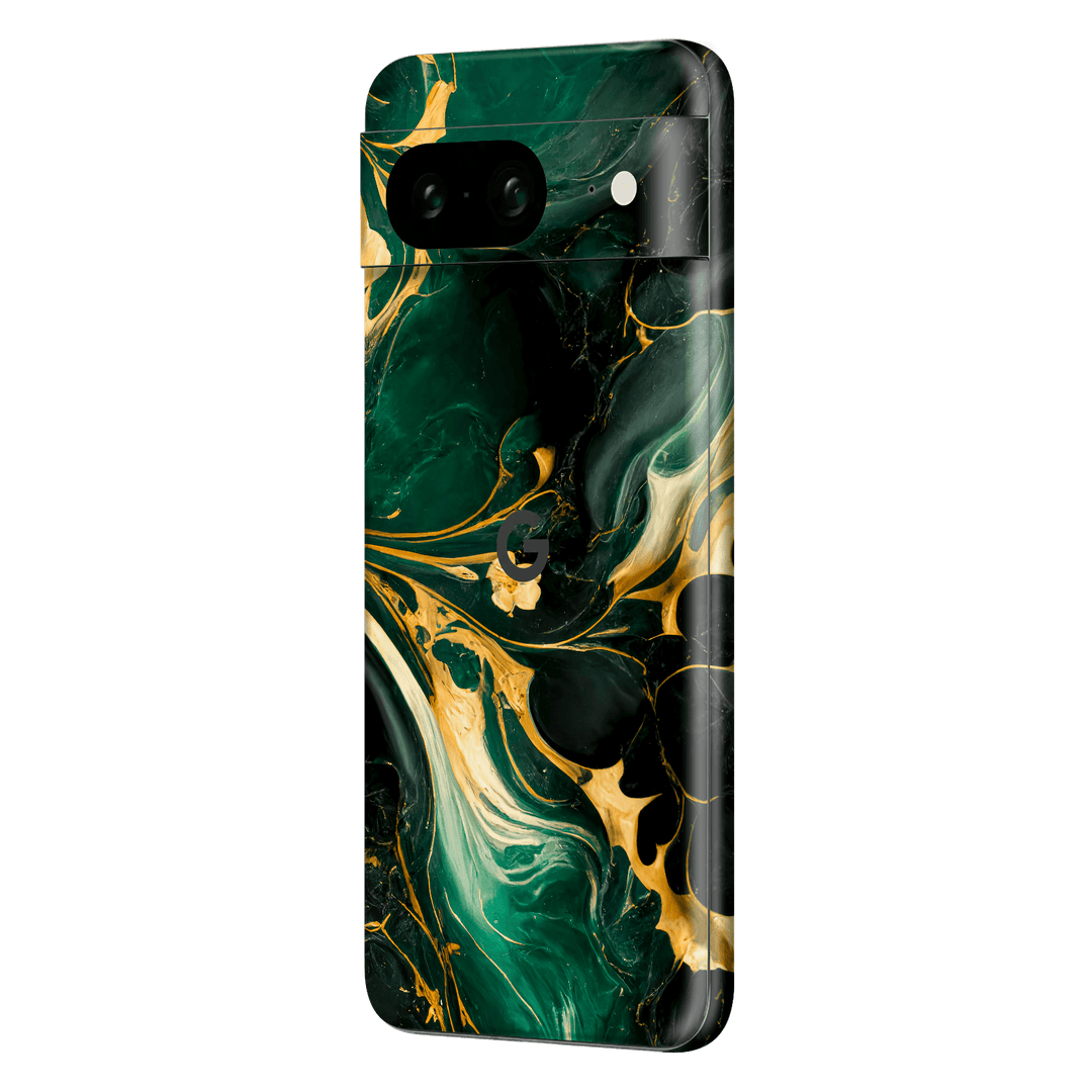 Google Pixel 8 (2023) Print Printed Custom SIGNATURE Agate Geode Royal Green Gold Skin Wrap Sticker Decal Cover Protector by EasySkinz | EasySkinz.com