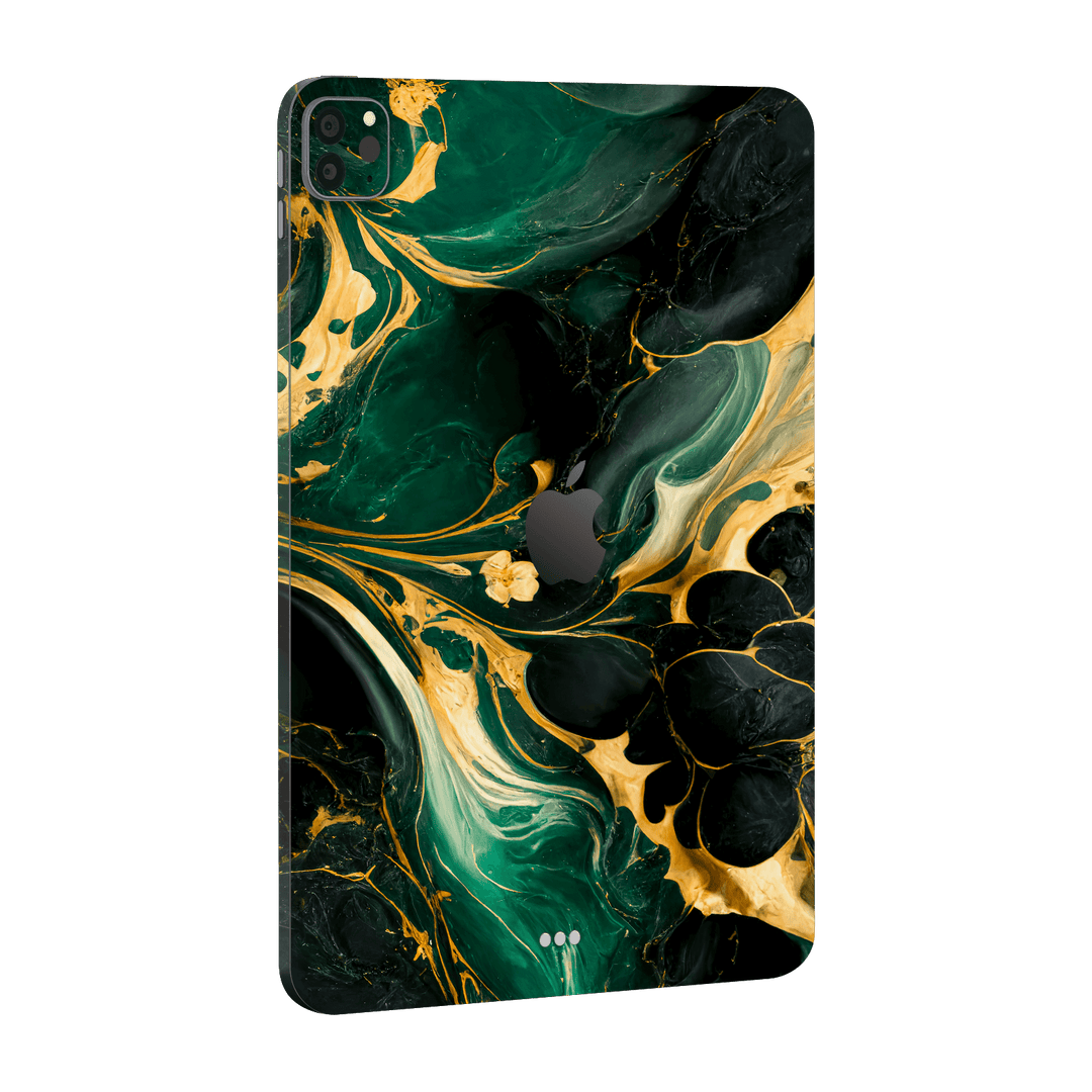 iPad PRO 12.9" (2020) Print Printed Custom SIGNATURE Agate Geode Royal Green Gold Skin Wrap Sticker Decal Cover Protector by EasySkinz | EasySkinz.com