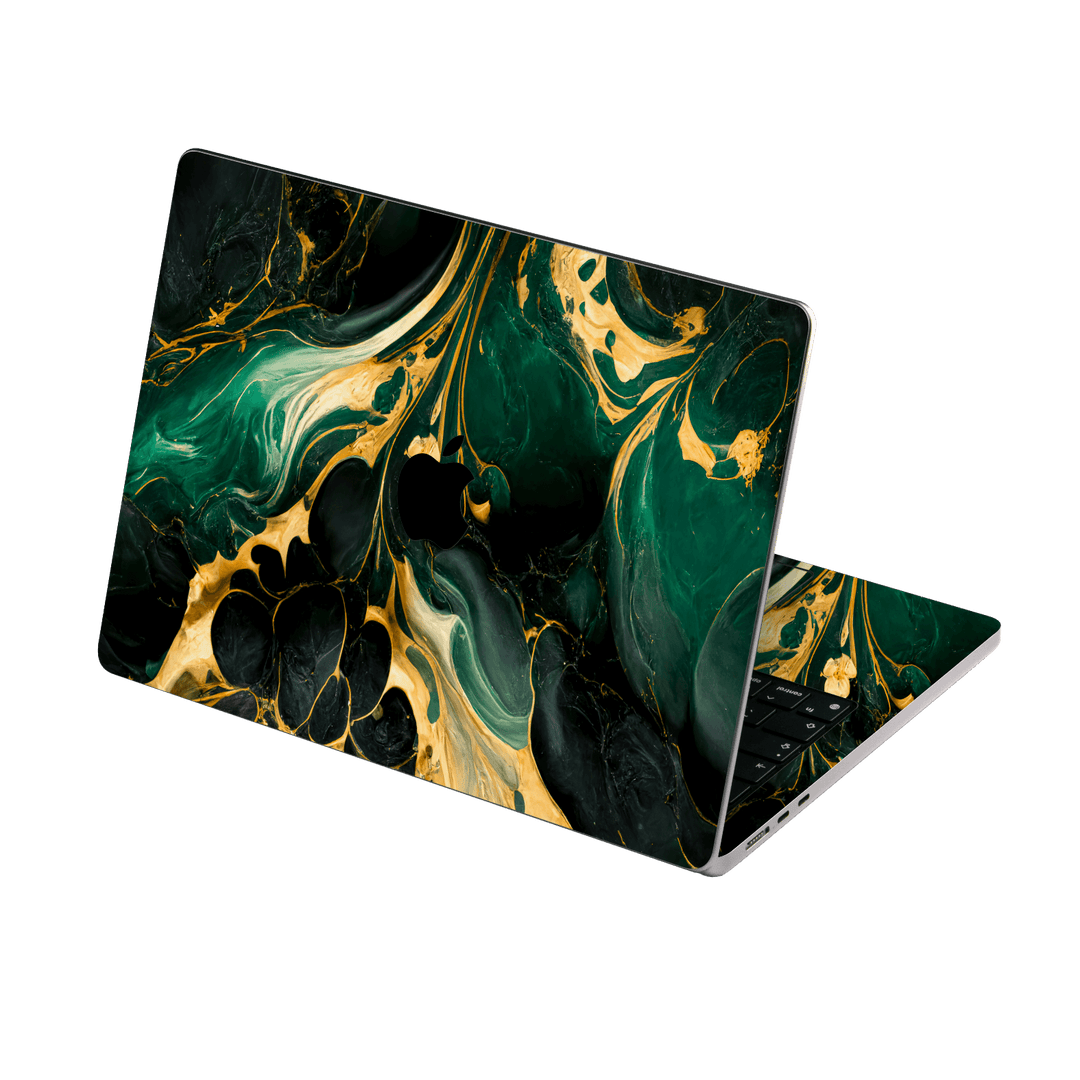 MacBook Air 15" (2023, M2) Print Printed Custom SIGNATURE Agate Geode Royal Green Gold Skin Wrap Sticker Decal Cover Protector by EasySkinz | EasySkinz.com