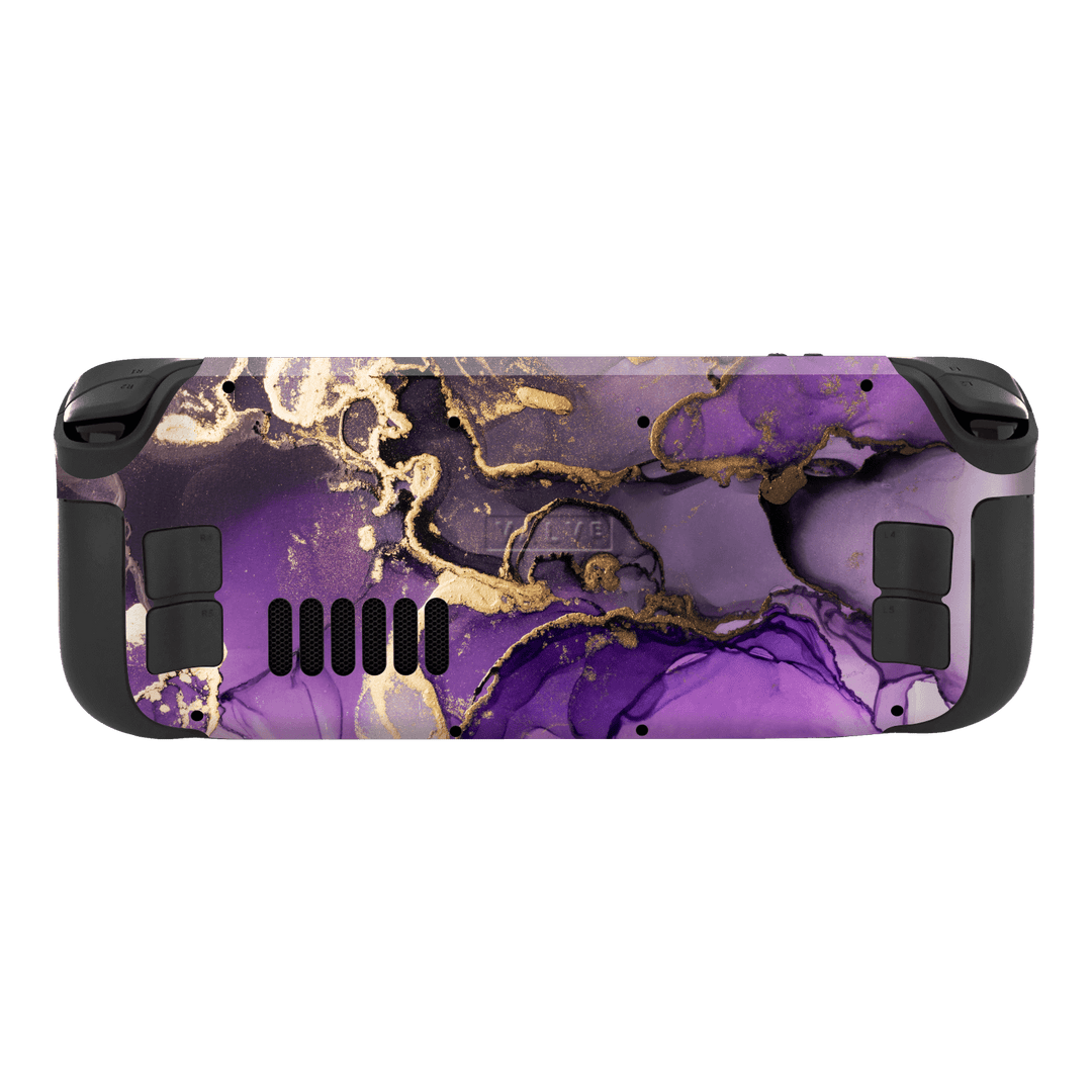 Steam Deck OLED Print Printed Custom SIGNATURE AGATE GEODE Purple-Gold Skin Wrap Sticker Decal Cover Protector by EasySkinz | EasySkinz.com