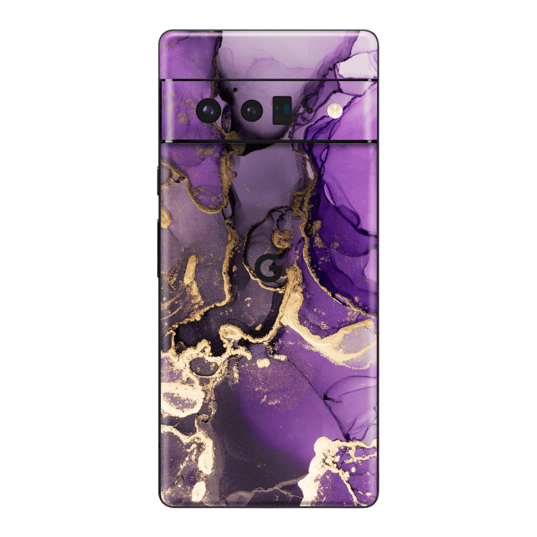 Google Pixel 6 PRO Print Printed Custom SIGNATURE AGATE GEODE Purple-Gold Skin Wrap Sticker Decal Cover Protector by EasySkinz | EasySkinz.com