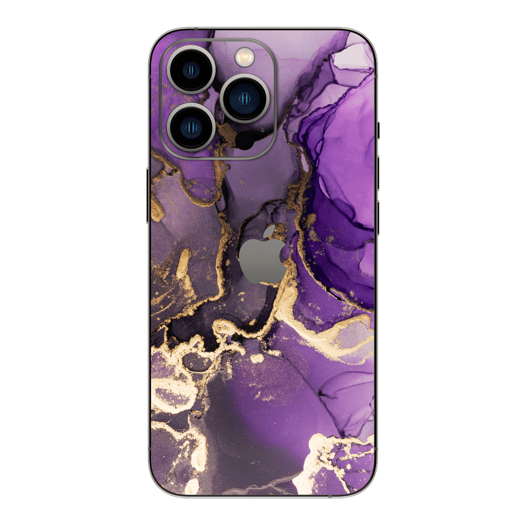 iPhone 15 PRO Print Printed Custom SIGNATURE AGATE GEODE Purple-Gold Skin Wrap Sticker Decal Cover Protector by EasySkinz | EasySkinz.com