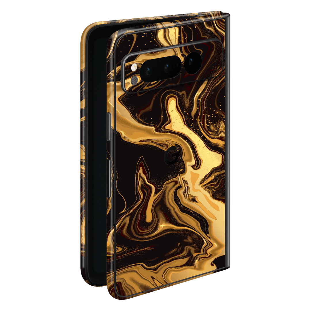 Google Pixel FOLD (2023) Print Printed Custom SIGNATURE AGATE GEODE Melted Gold Skin Wrap Sticker Decal Cover Protector by EasySkinz | EasySkinz.com