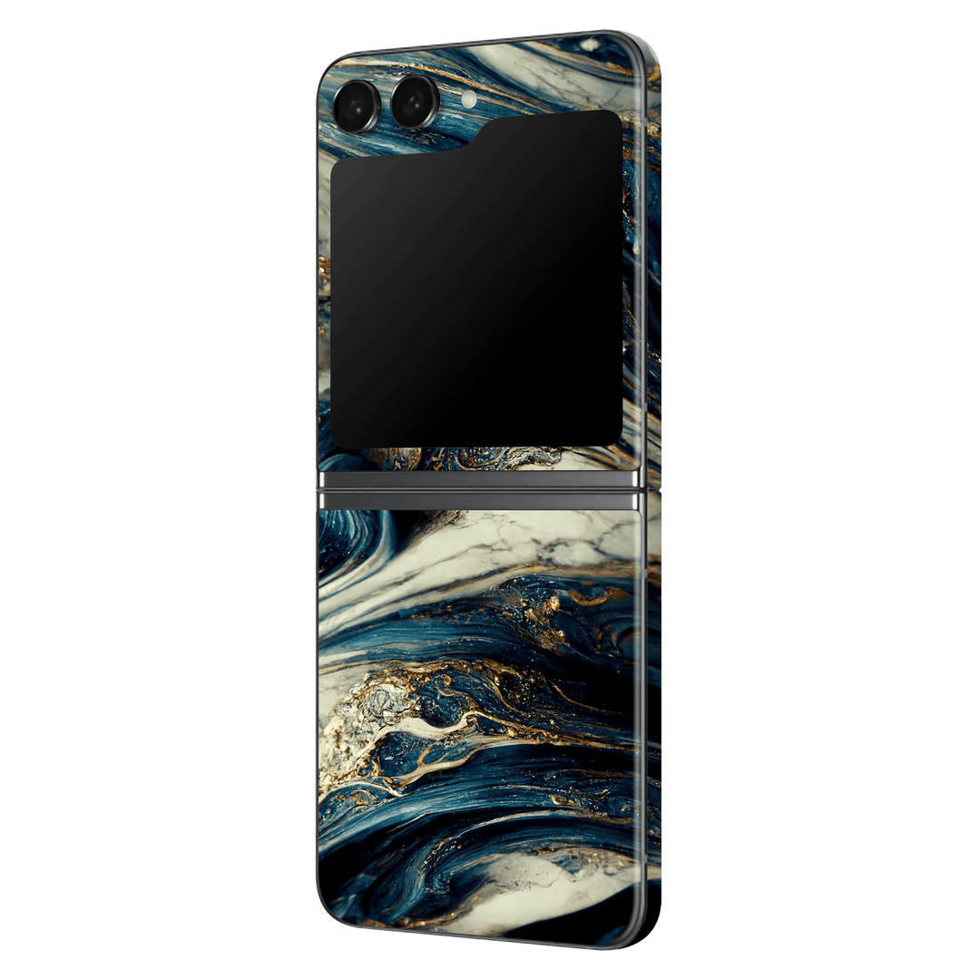 Samsung Galaxy Z Flip 5 (2023) Printed Custom SIGNATURE Agate Geode Naia Ocean Blue Stone Skin Wrap Sticker Decal Cover Protector by EasySkinz | EasySkinz.com