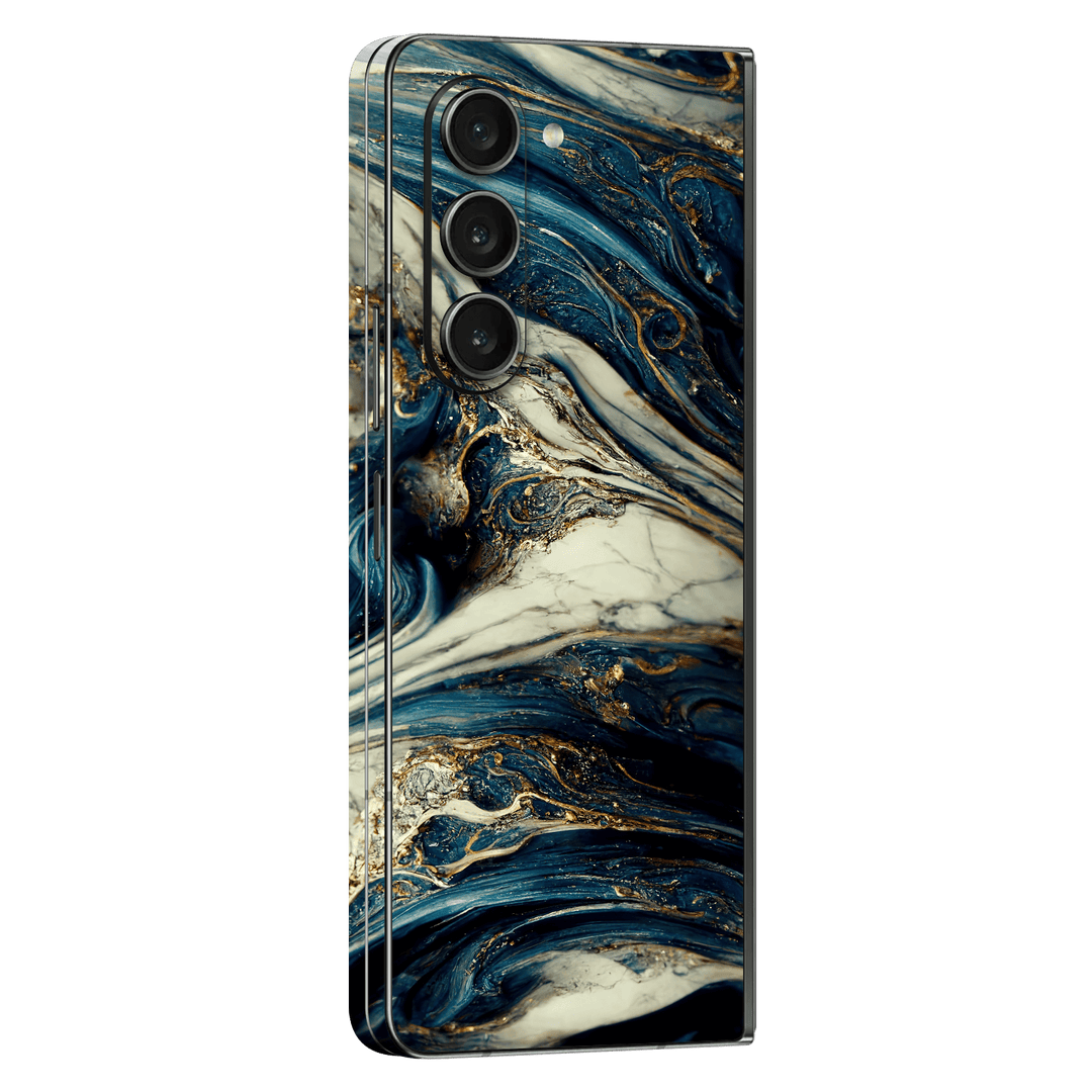 Samsung Galaxy Z Fold 5 (2023) Printed Custom SIGNATURE Agate Geode Naia Ocean Blue Stone Skin Wrap Sticker Decal Cover Protector by EasySkinz | EasySkinz.com