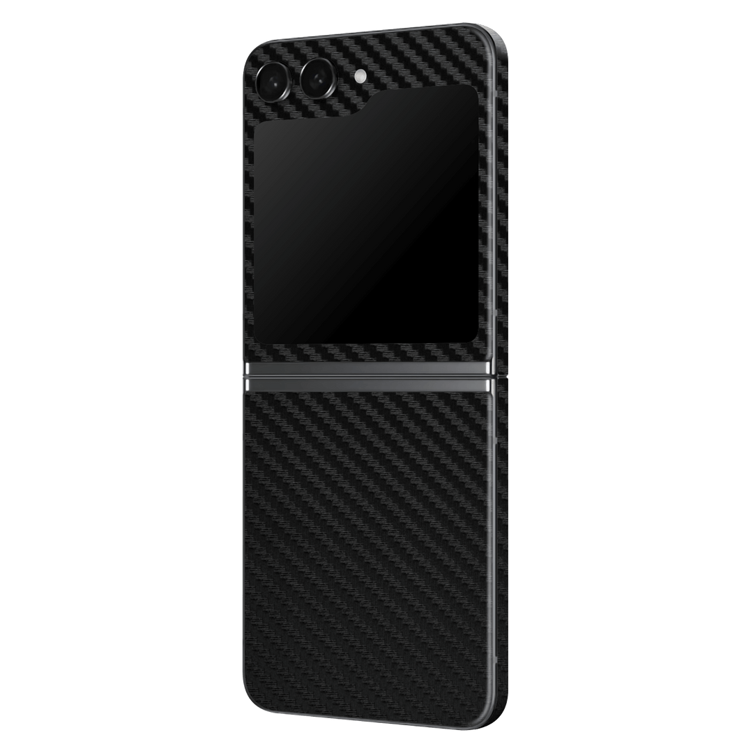 Samsung Galaxy Z Flip 5 (2023) Black 3D Textured Carbon Fibre Fiber Skin Wrap Sticker Decal Cover Protector by EasySkinz | EasySkinz.com