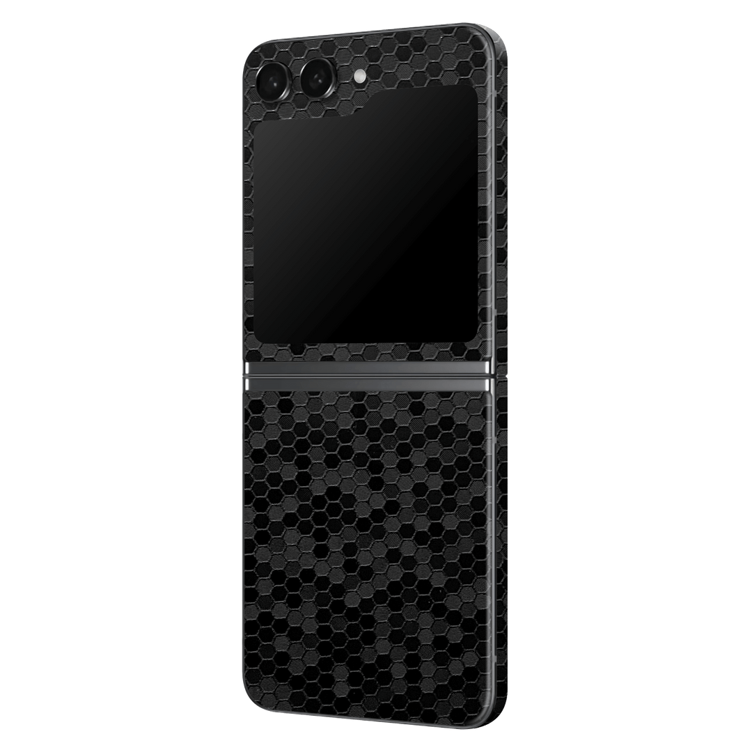 Samsung Galaxy Z Flip 5 (2023) Luxuria Black Honeycomb 3D Textured Skin Wrap Sticker Decal Cover Protector by EasySkinz | EasySkinz.com