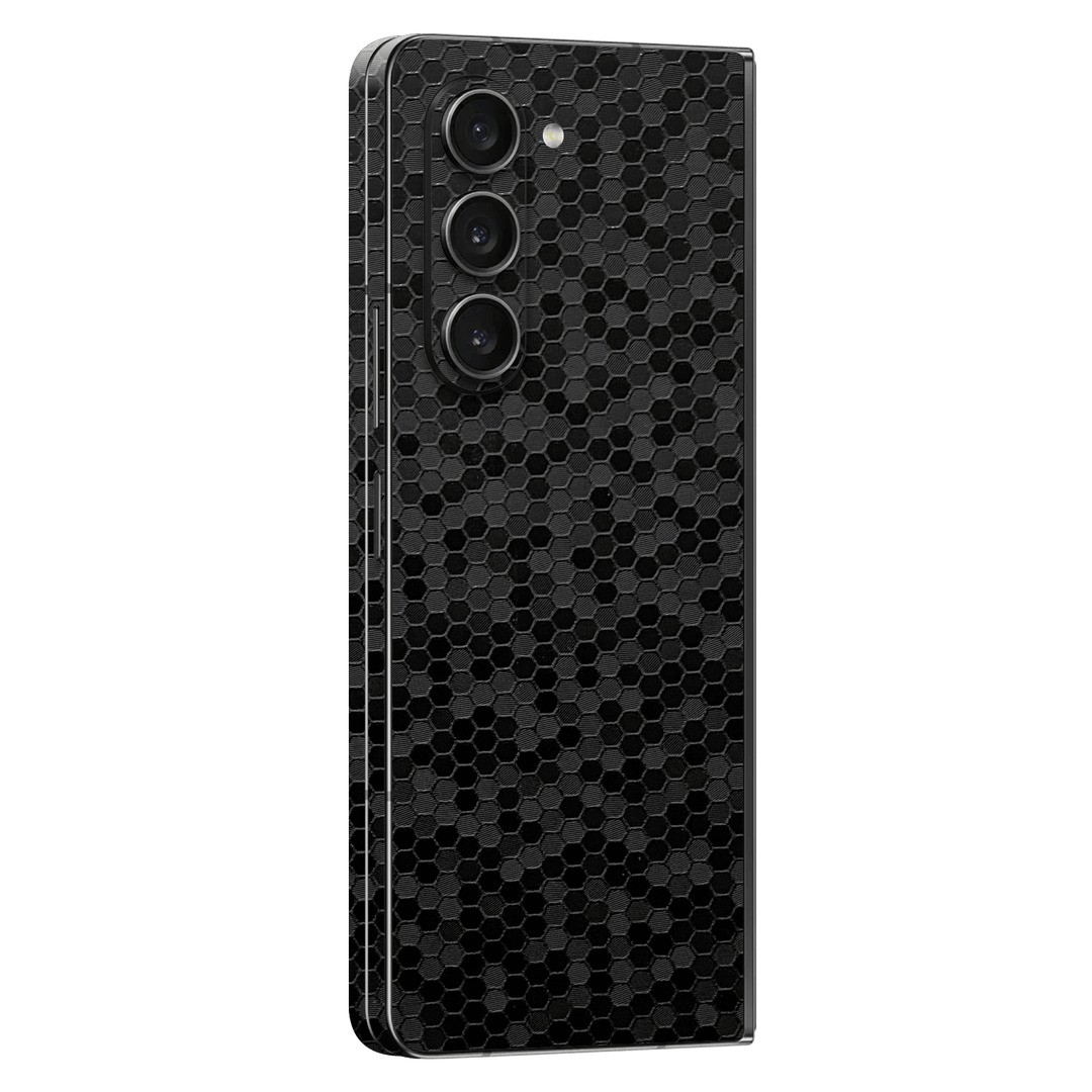 Samsung Galaxy Z Fold 5 (2023) Luxuria Black Honeycomb 3D Textured Skin Wrap Sticker Decal Cover Protector by EasySkinz | EasySkinz.com
