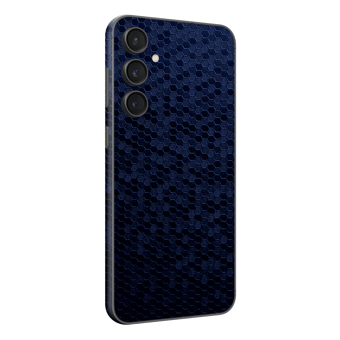 Samsung Galaxy S23 (FE) Luxuria Navy Blue Honeycomb 3D Textured Skin Wrap Sticker Decal Cover Protector by EasySkinz | EasySkinz.com
