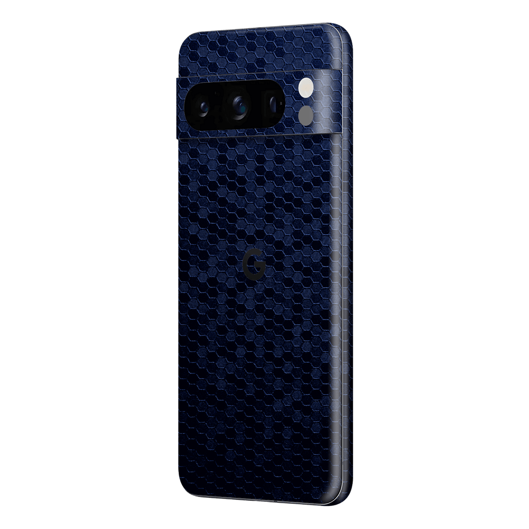 Google Pixel 8 PRO (2023) Luxuria Navy Blue Honeycomb 3D Textured Skin Wrap Decal Cover Protector by EasySkinz | EasySkinz.com