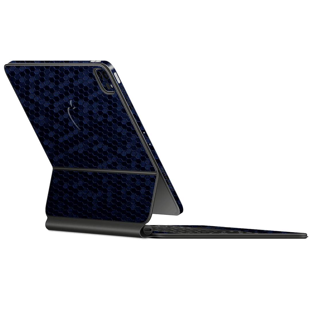 Magic Keyboard for iPad Pro 11" M2 (4th Gen, 2022) Luxuria Navy Blue Honeycomb 3D Textured Skin Wrap Sticker Decal Cover Protector by EasySkinz | EasySkinz.com