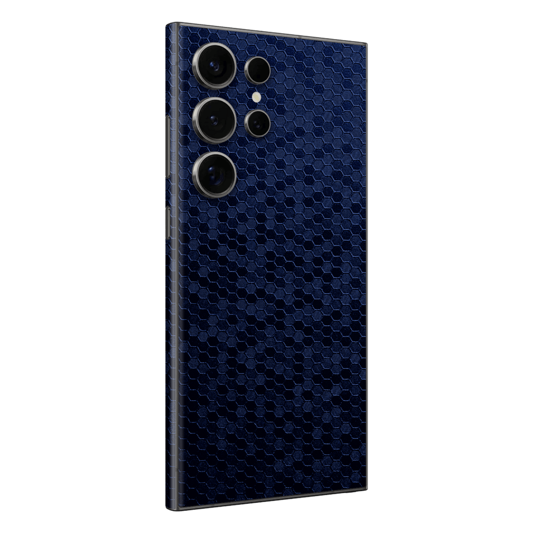 Samsung Galaxy S24 ULTRA Luxuria Navy Blue Honeycomb 3D Textured Skin Wrap Sticker Decal Cover Protector by EasySkinz | EasySkinz.com