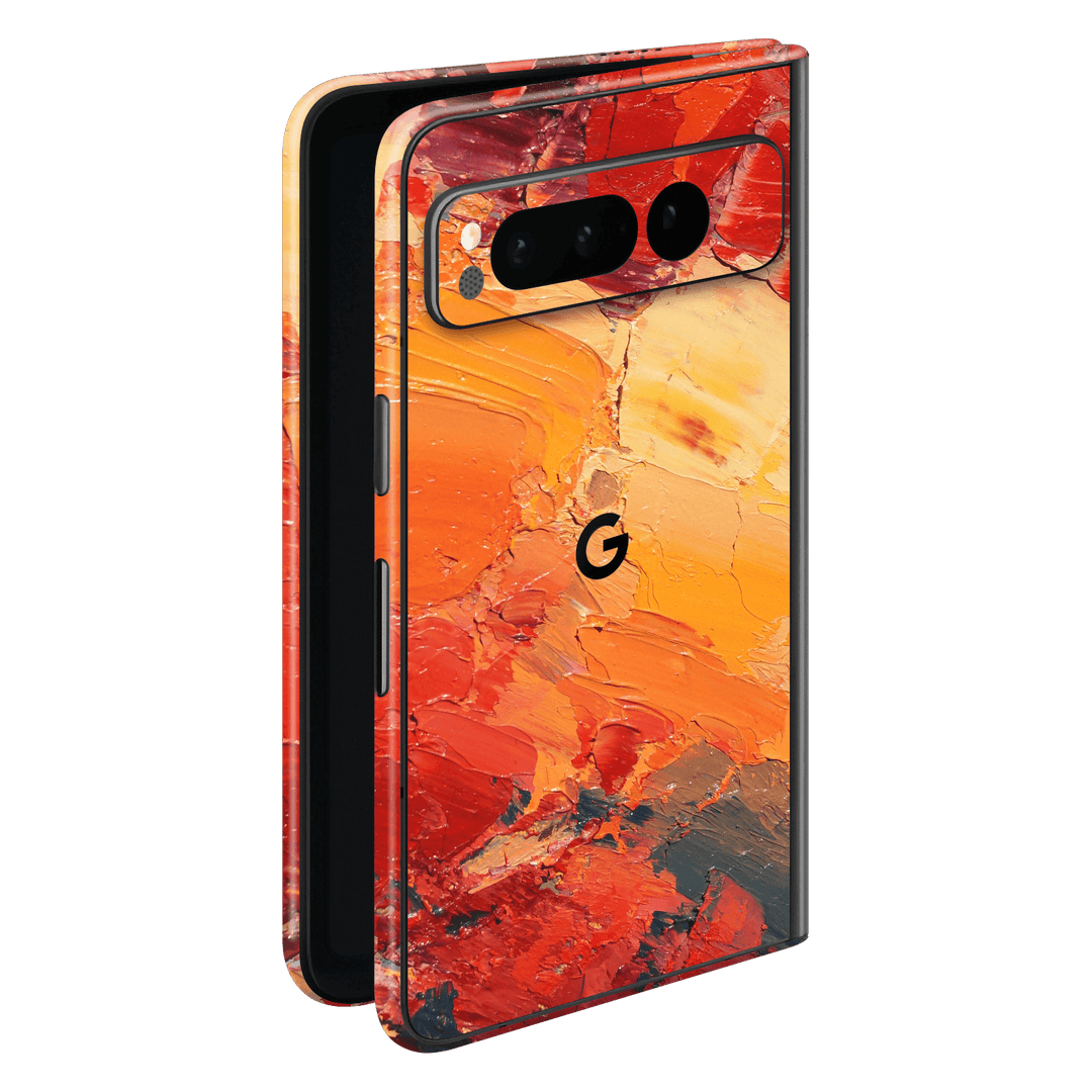 Google Pixel FOLD (2023) Print Printed Custom SIGNATURE Sunset in Oia Painting Skin Wrap Sticker Decal Cover Protector by EasySkinz | EasySkinz.com