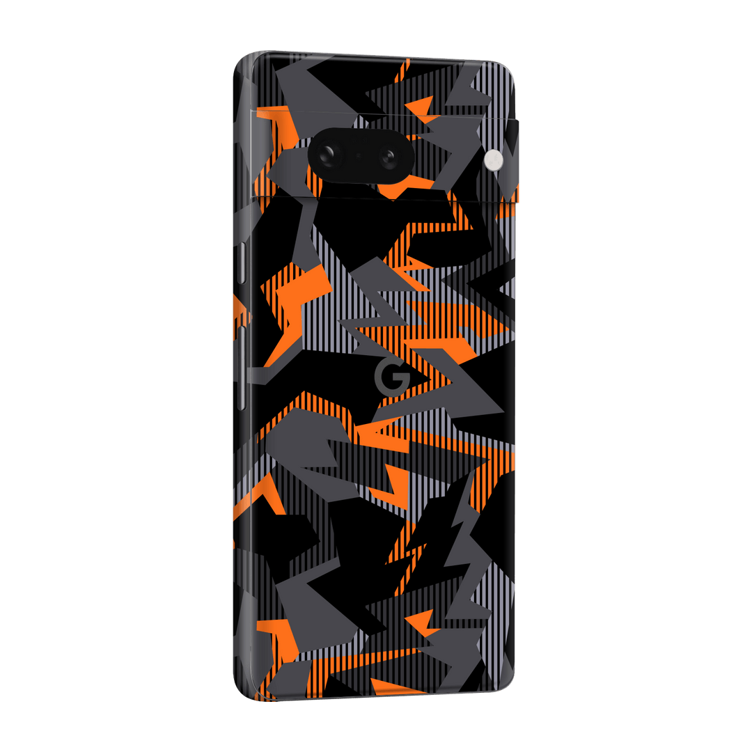 Google Pixel 7a (2023) Print Printed Custom SIGNATURE Sharp-Edged Orange Camo Camouflage Skin Wrap Sticker Decal Cover Protector by EasySkinz | EasySkinz.com