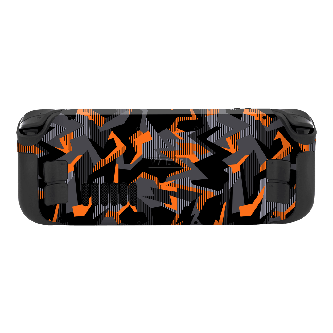 Steam Deck OLED Print Printed Custom SIGNATURE Sharp-Edged Orange Camo Camouflage Skin Wrap Sticker Decal Cover Protector by EasySkinz | EasySkinz.com