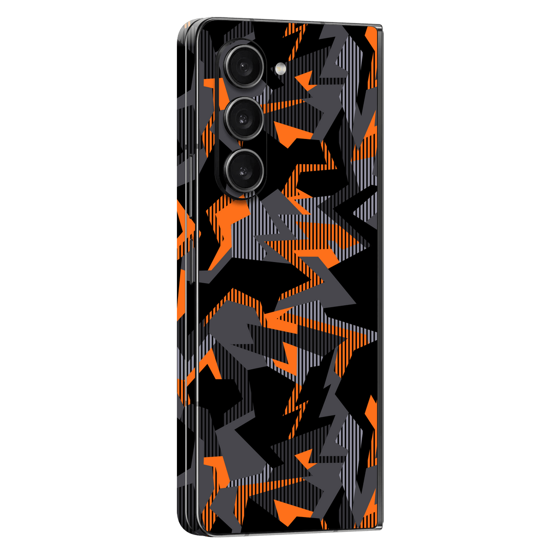 Samsung Galaxy Z Fold 5 (2023) Print Printed Custom SIGNATURE Sharp-Edged Orange Camo Camouflage Skin Wrap Sticker Decal Cover Protector by EasySkinz | EasySkinz.com