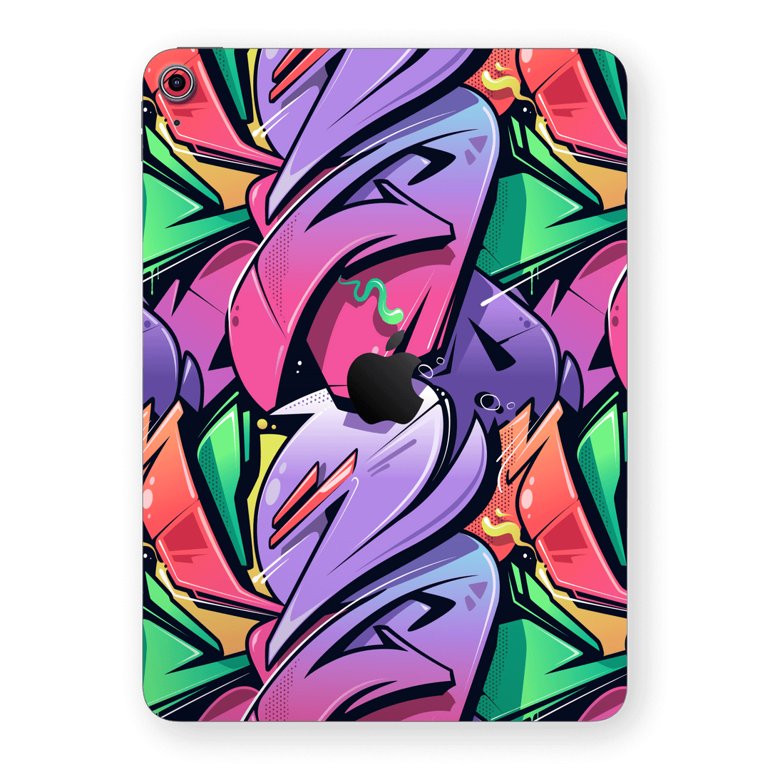 iPad 10.9” (10th Gen, 2022) Print Printed Custom SIGNATURE Japanese Style Pop Art Graffiti Pop Culture Purple Pink Yellow Green Skin, Wrap, Decal, Protector, Cover by EasySkinz | EasySkinz.com