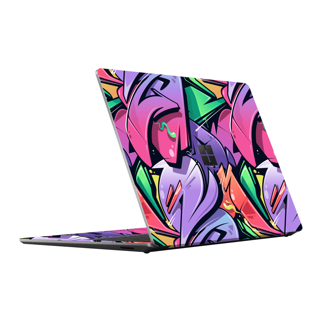Microsoft Surface Laptop 5, 15" Print Printed Custom SIGNATURE Japanese Style Pop Art Graffiti Pop Culture Purple Pink Yellow Green Skin, Wrap, Decal, Protector, Cover by EasySkinz | EasySkinz.com