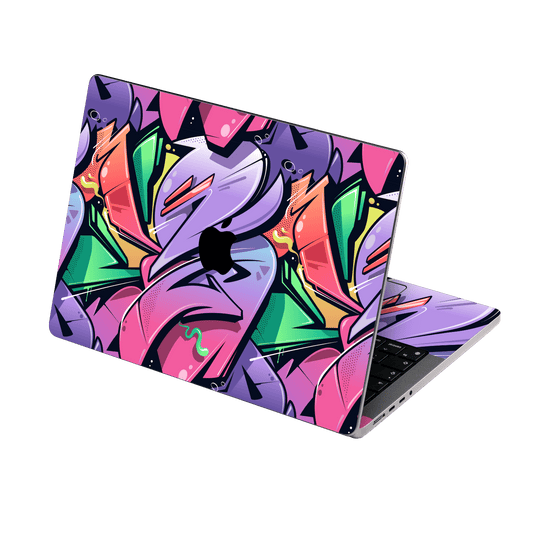 MacBook PRO 16" (2021/2023) Print Printed Custom SIGNATURE Japanese Style Pop Art Graffiti Pop Culture Purple Pink Yellow Green Skin, Wrap, Decal, Protector, Cover by EasySkinz | EasySkinz.com