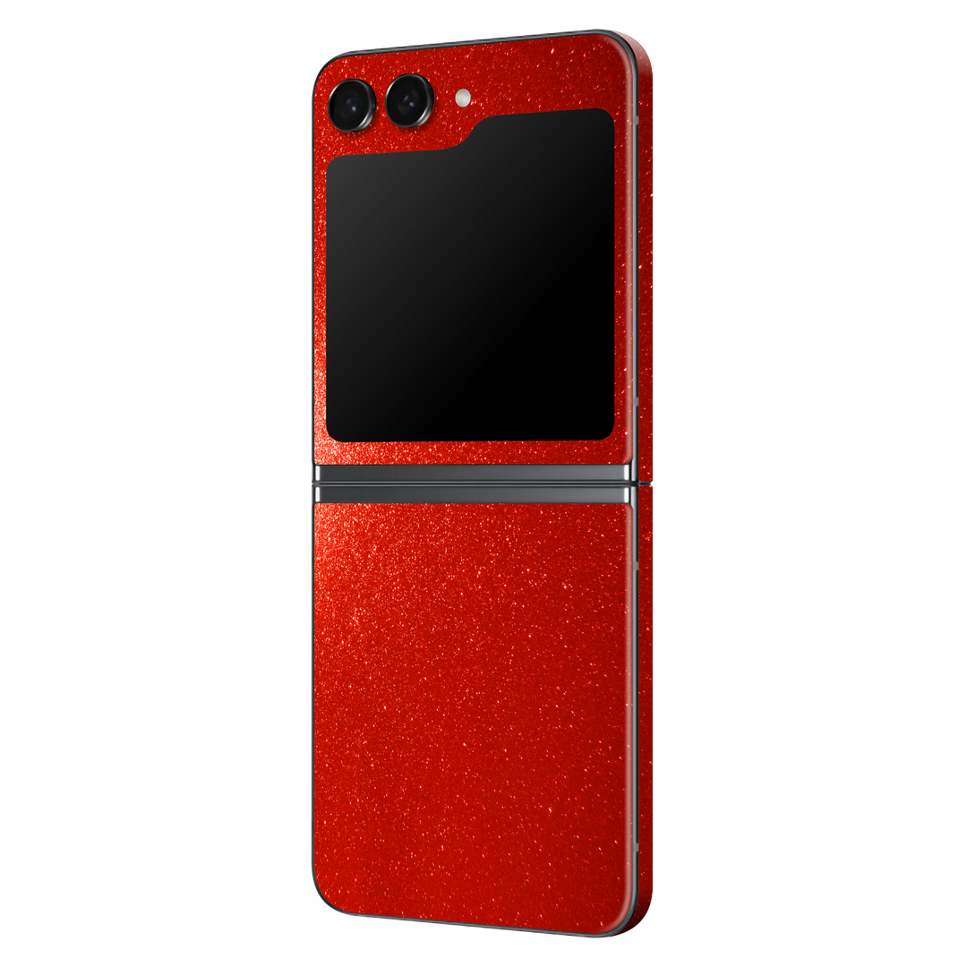 Samsung Galaxy Z Flip 5 Diamond Red Shimmering Sparkling Glitter Skin Wrap Sticker Decal Cover Protector by EasySkinz | EasySkinz.com