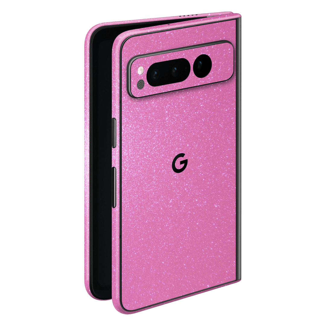 Google Pixel Fold Diamond Pink Shimmering Sparkling Glitter Skin Wrap Sticker Decal Cover Protector by EasySkinz | EasySkinz.com