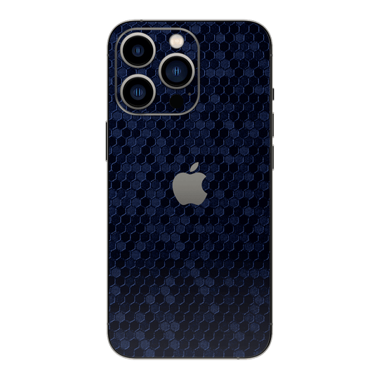 iPhone 15 Pro MAX Luxuria Navy Blue Honeycomb 3D Textured Skin Wrap Sticker Decal Cover Protector by EasySkinz | EasySkinz.com