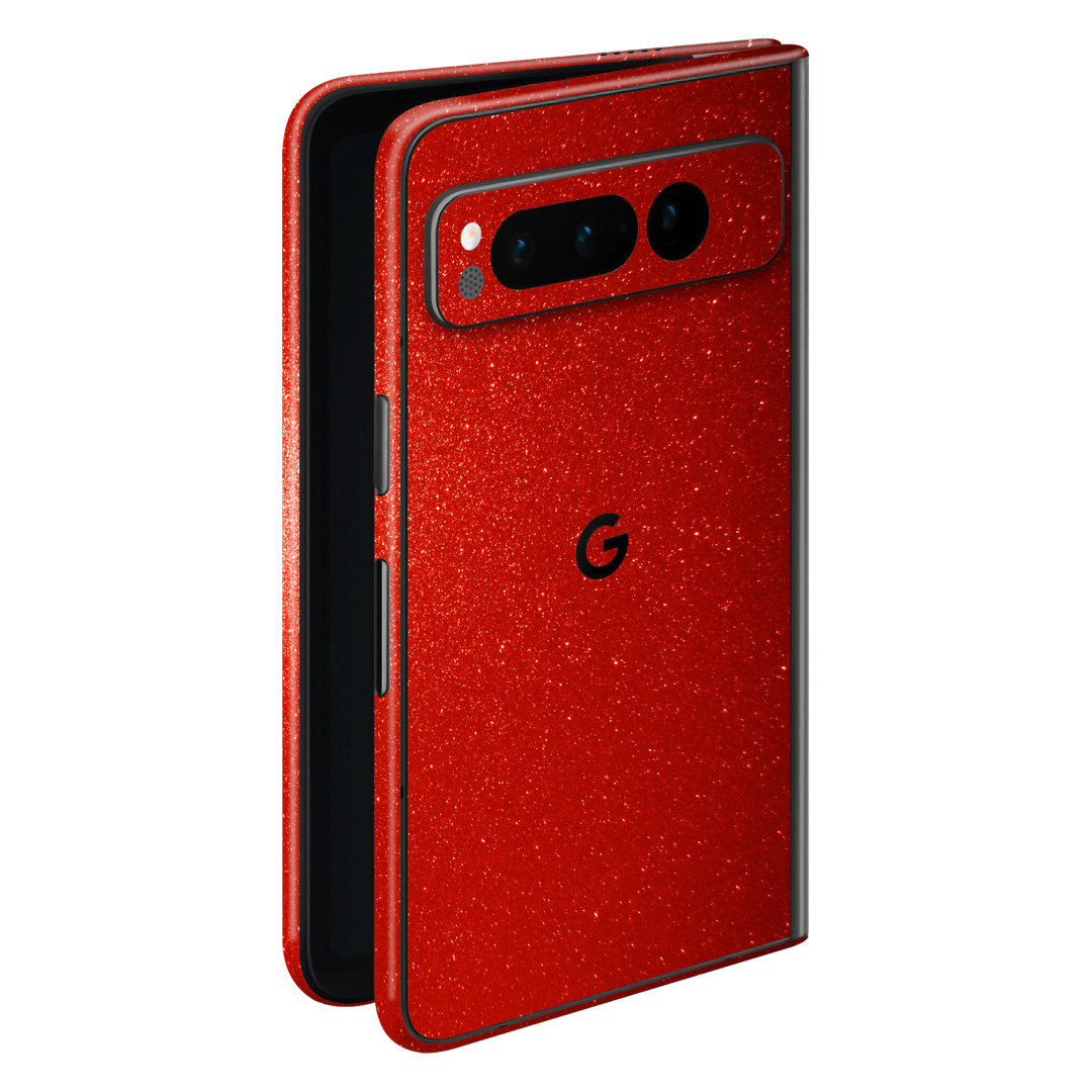 Google Pixel FOLD Diamond Red Shimmering Sparkling Glitter Skin Wrap Sticker Decal Cover Protector by EasySkinz | EasySkinz.com