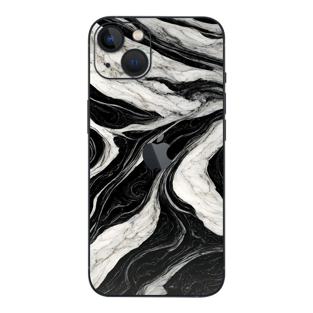 iPhone 14 Plus Print Printed Custom Signature Bianco e Nero Black and White Marble Skin Wrap Sticker Decal Cover Protector by EasySkinz