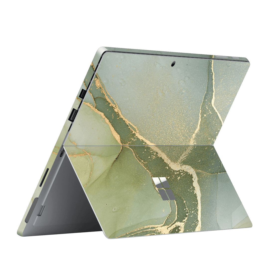 Microsoft Surface Pro 6 Print Printed Custom Signature AGATE GEODE Green-Gold Skin Wrap Sticker Decal Cover Protector by EasySkinz