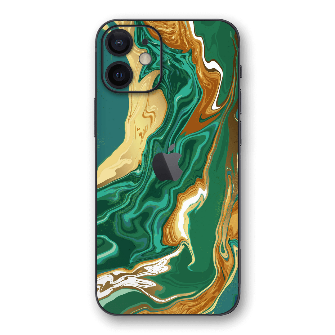 iPhone 12 mini SIGNATURE Emerald-Gold Liquid Skin, Wrap, Decal, Protector, Cover by EasySkinz | EasySkinz.com