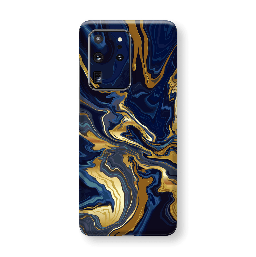 Samsung Galaxy S20 ULTRA Print Printed Custom SIGNATURE Ocean Blue & Gold Luxury Skin Wrap Sticker Decal Cover Protector by EasySkinz