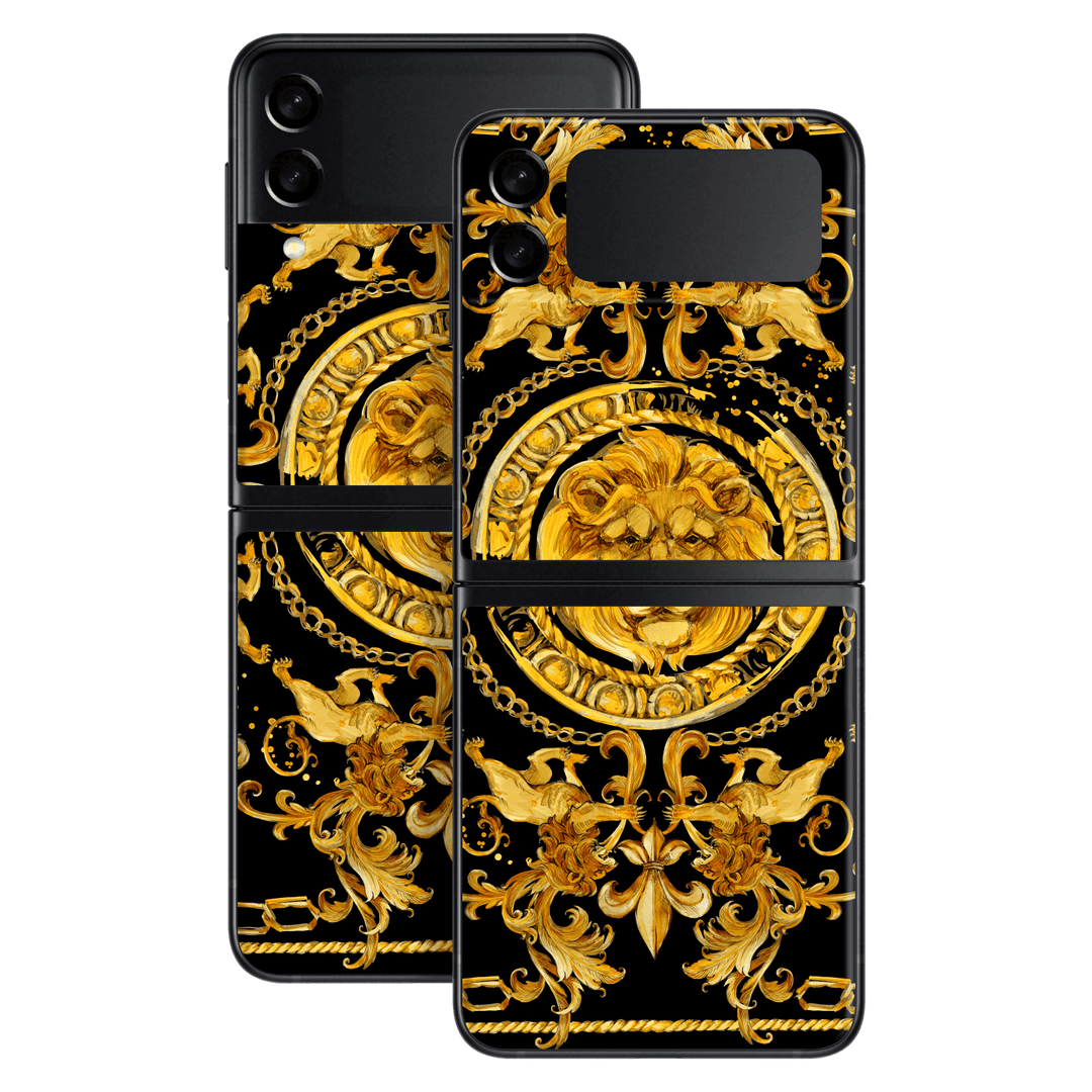 Samsung Galaxy Z Flip 3 Print Printed Custom Signature Baroque Gold Ornaments Skin Wrap Sticker Decal Cover Protector by EasySkinz | EasySkinz.com