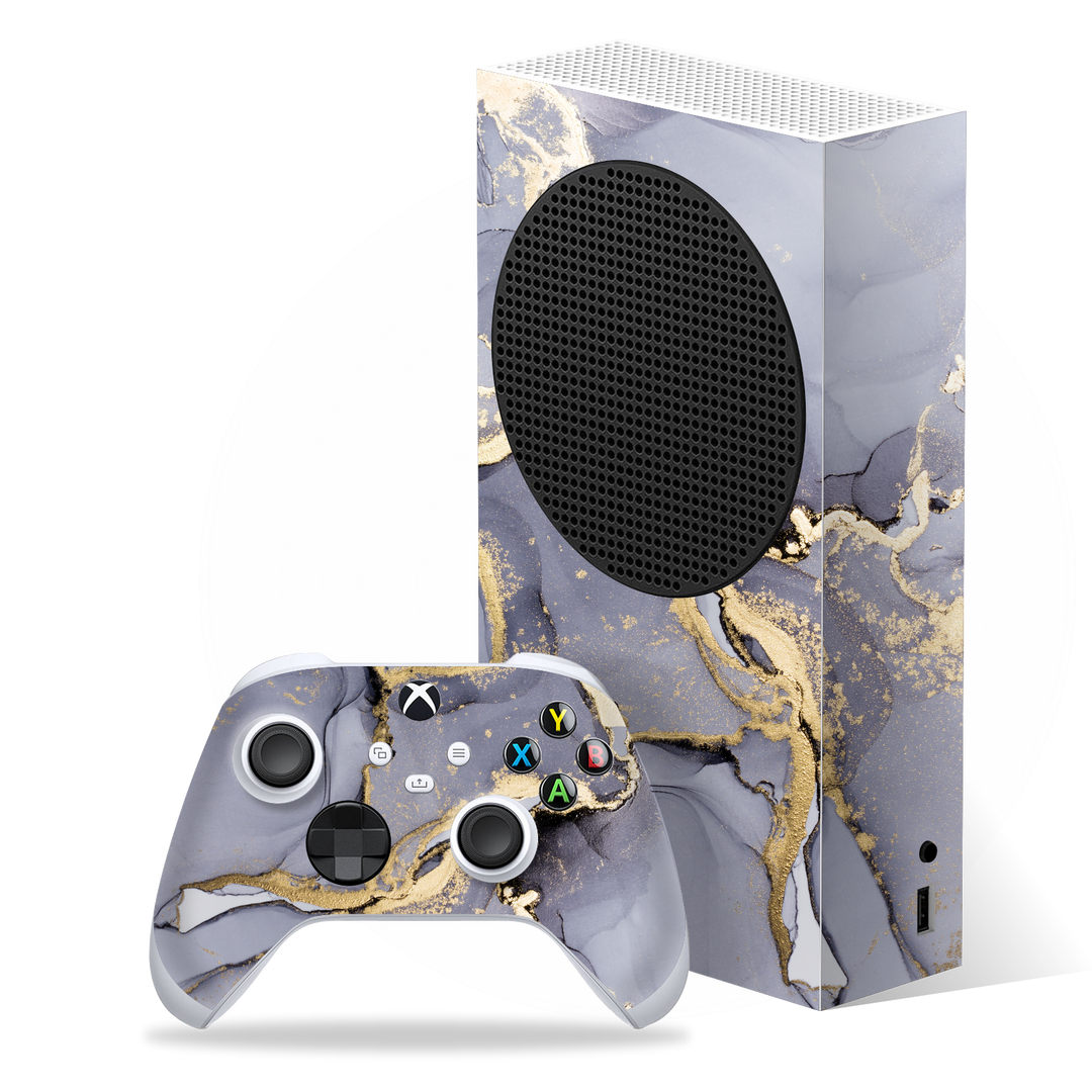 XBOX Series S SIGNATURE AGATE GEODE Pastel Grey-Gold Skin, Wrap, Decal, Protector, Cover by EasySkinz | EasySkinz.com