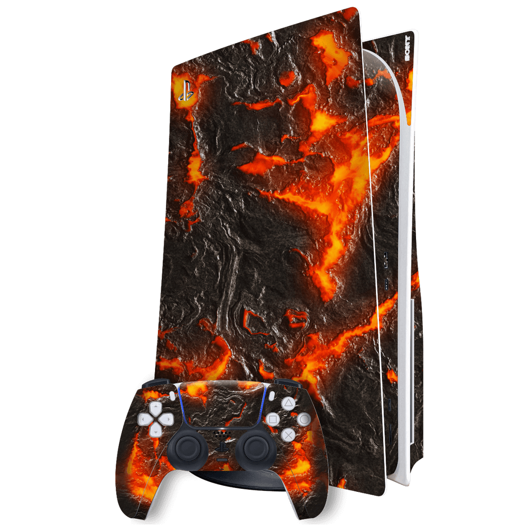 Playstation 5 (PS5) DISC Edition SIGNATURE MAGMA Skin Wrap Sticker Decal Cover Protector by EasySkinz | EasySkinz.com