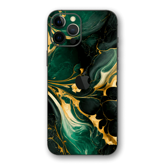 iPhone 12 Pro MAX Print Printed Custom SIGNATURE Agate Geode Royal Green Gold Skin Wrap Sticker Decal Cover Protector by EasySkinz | EasySkinz.com