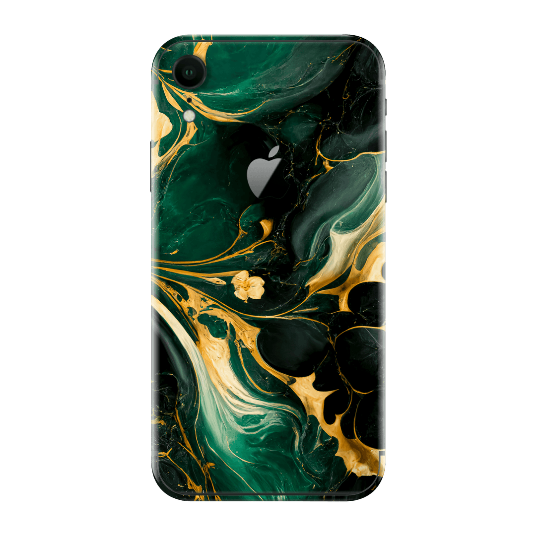 iPhone XR Print Printed Custom SIGNATURE Agate Geode Royal Green Gold Skin Wrap Sticker Decal Cover Protector by EasySkinz | EasySkinz.com