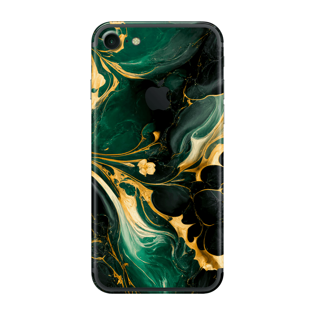 iPhone 7 Print Printed Custom SIGNATURE Agate Geode Royal Green Gold Skin Wrap Sticker Decal Cover Protector by EasySkinz | EasySkinz.com