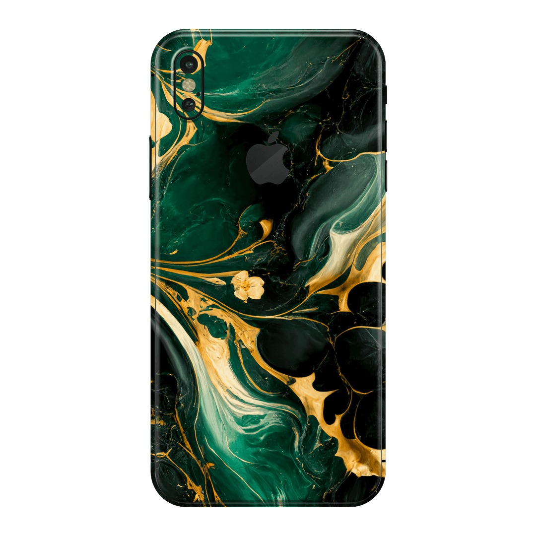 iPhone XS MAX Print Printed Custom SIGNATURE Agate Geode Royal Green Gold Skin Wrap Sticker Decal Cover Protector by EasySkinz | EasySkinz.com