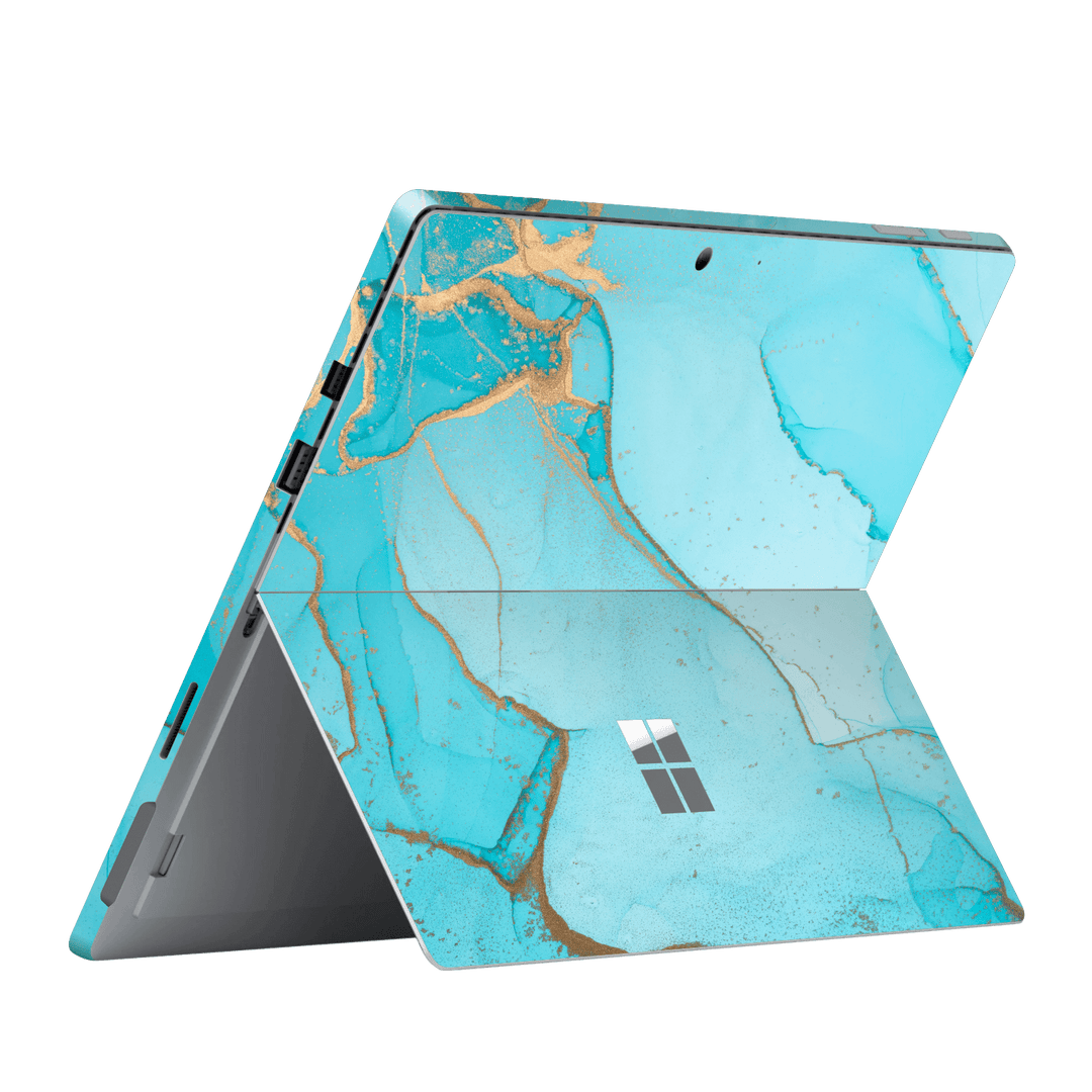 Microsoft Surface Pro (2017) Print Printed Custom Signature AGATE GEODE Aqua-Gold Skin Wrap Sticker Decal Cover Protector by EasySkinz