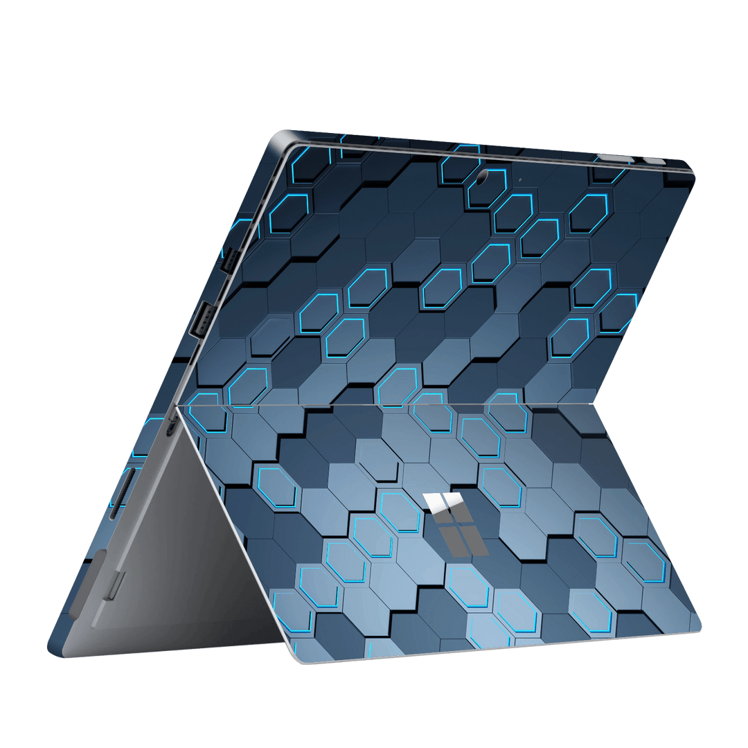 Microsoft Surface Pro (2017) Print Printed Custom Signature Blue HEXAGON Skin Wrap Sticker Decal Cover Protector by EasySkinz