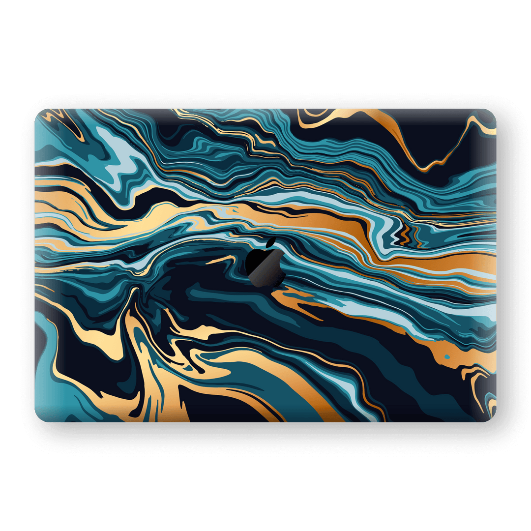 MacBook Pro 13" (2019) Print Printed Custom Signature Indigo-Gold Liquid Skin, Decal, Wrap, Protector, Cover by EasySkinz | EasySkinz.com