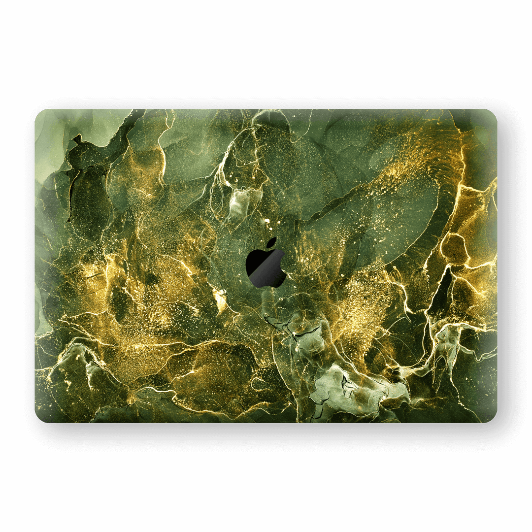 MacBook Pro 13" (2019) Print Printed Custom Signature AGATE GEODE Royal Green-Gold Skin, Decal, Wrap, Protector, Cover by EasySkinz | EasySkinz.com