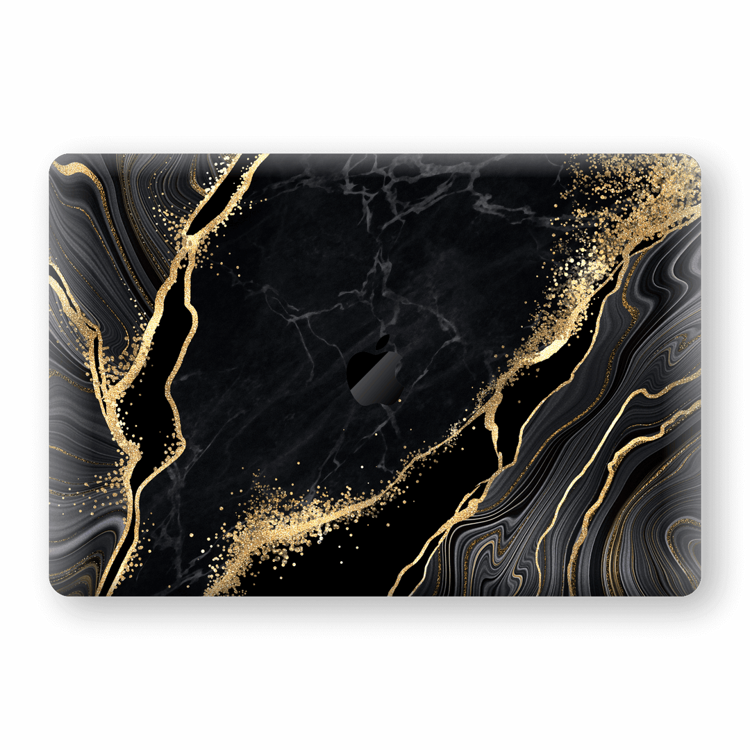 MacBook Pro 15" Touch Bar Print Printed Custom Signature AGATE GEODE Black-Gold Skin Wrap Cover Decal by EasySkinz