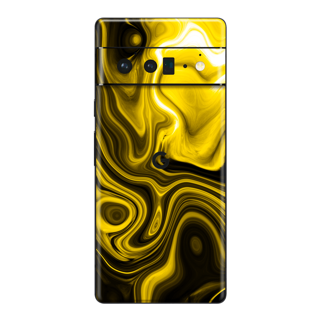 Google Pixel 6 Pro Print Printed Custom Signature Agate Geode Yellow and Black Mixture Skin Wrap Sticker Decal Cover Protector by EasySkinz | EasySkinz.com