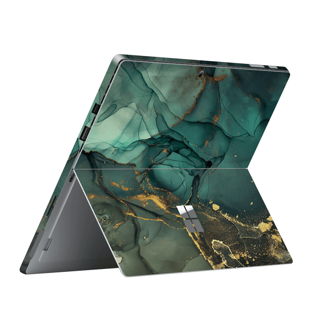 Microsoft Surface Pro (2017) Print Printed Custom Signature AGATE GEODE Royal Green-Gold Skin Wrap Sticker Decal Cover Protector by EasySkinz