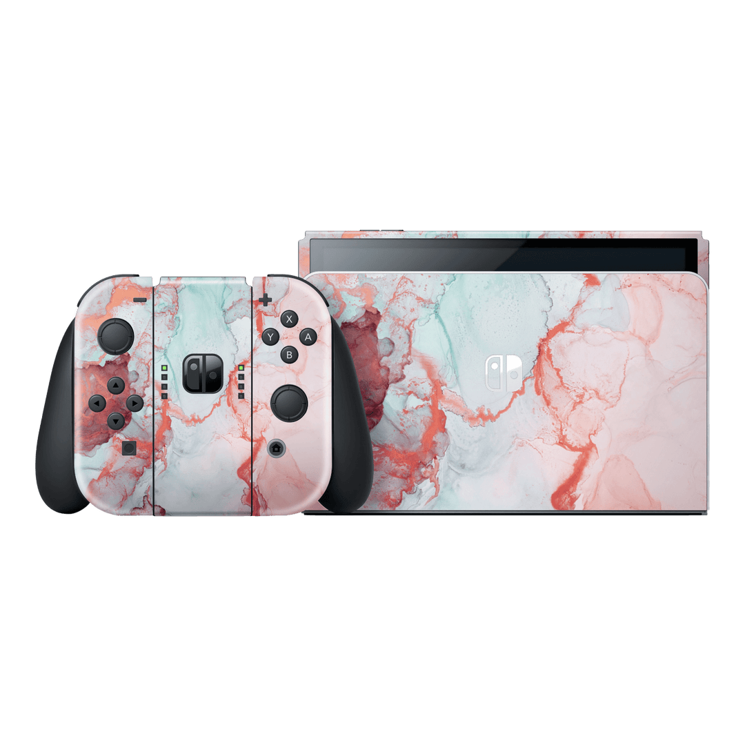 Nintendo Switch OLED Print Printed Custom Signature Agate Geode Bloody Marble Skin Wrap Sticker Decal Cover Protector by EasySkinz | EasySkinz.com