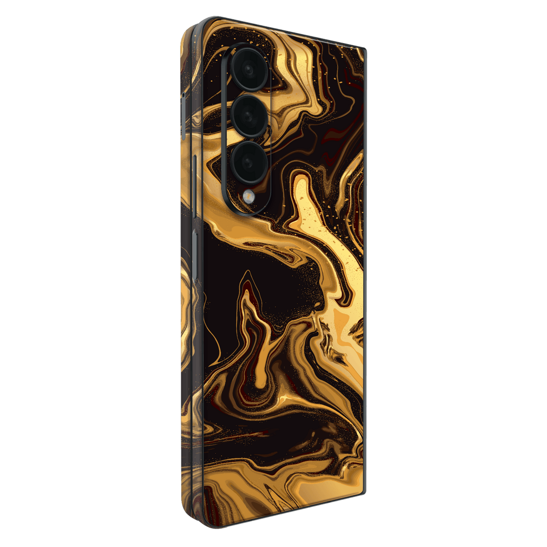 Samsung Galaxy Z Fold 4 (2022) Print Printed Custom Signature AGATE GEODE Melted Gold Skin Wrap Sticker Decal Cover Protector by EasySkinz | EasySkinz.com