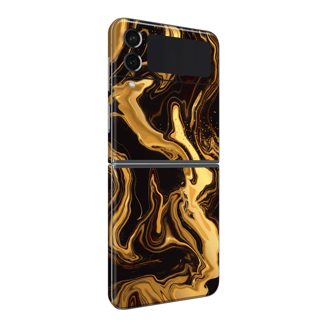 Samsung Galaxy Z Flip 4 (2022) Print Printed Custom Signature AGATE GEODE Melted Gold Skin Wrap Sticker Decal Cover Protector by EasySkinz | EasySkinz.com