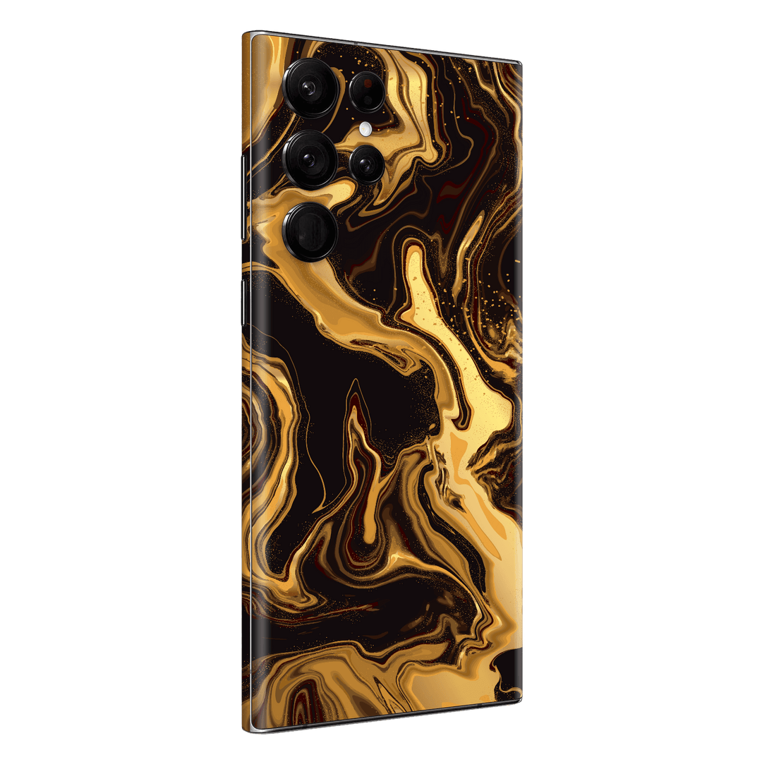 Samsung Galaxy S22 ULTRA Print Printed Custom SIGNATURE AGATE GEODE Melted Gold Skin Wrap Sticker Decal Cover Protector by EasySkinz | EasySkinz.com